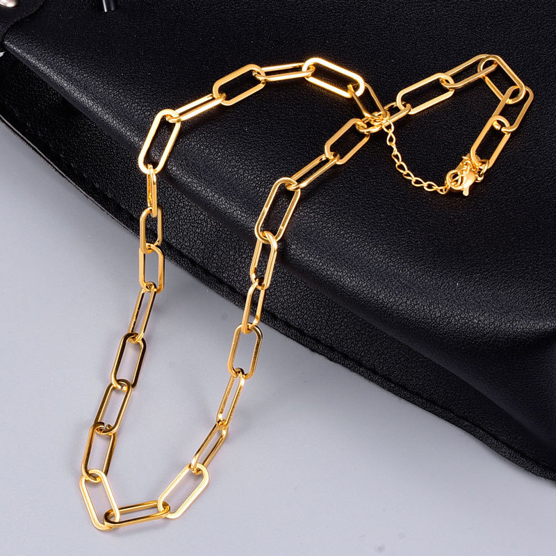 L272 Stainless Steel Gold-Plated Basic Stacking Necklace for Women Trendy Internet Celebrity Blogger Ins Simple Clavicle Chain Savi Same Style