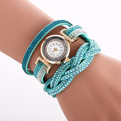 Wish AliExpress foreign trade hot selling ladies winding watch Korean velvet diamond fashion bracelet watch quartz watch
