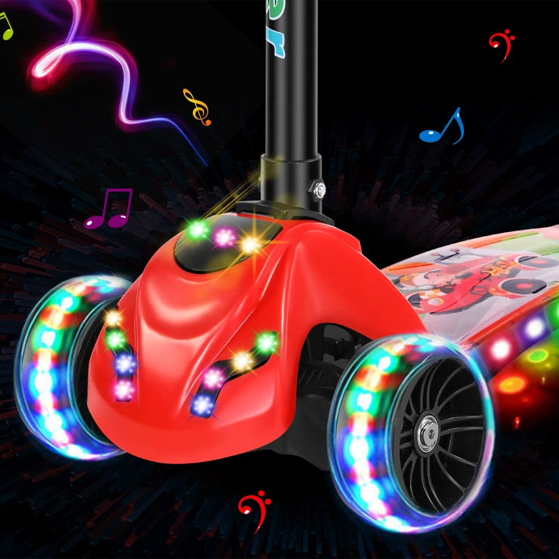 Children's foldable scooter, floor lighting, walker, 3-6-12 years