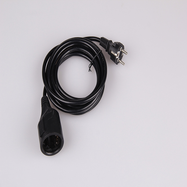SL-18欧规电源线 三芯延长线法式防水对插 蛋筒母插电源线