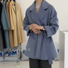雙面羊絨大衣女短款小個子2021年新款秋冬季韓版寬松簡約毛呢外套