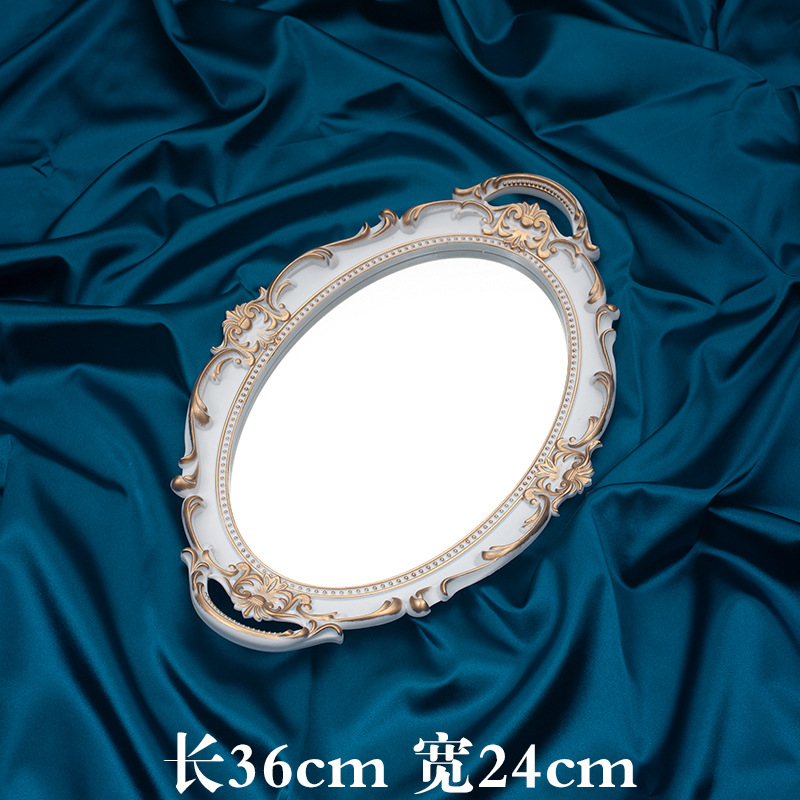 흰색 타원형 거울 트레이