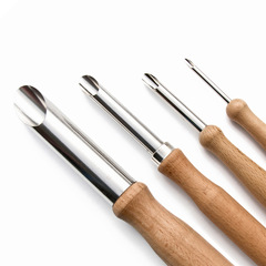 跨境陶藝工具4件套裝圓形打孔器不鏽鋼粘土石塑 鑽孔制壺工具