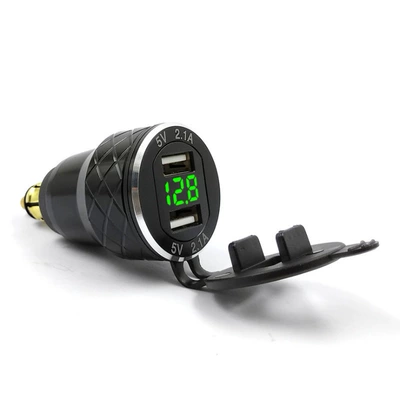 Mobil şarj cihazları Standard Plug Motorcycle USB Mobile - black-shell-and-green