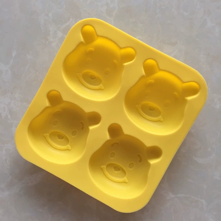 [现货批发 4连小熊硅胶蛋糕模 米糕模宝宝辅食工具 家用DIY易脱模]