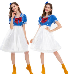 Halloween Cute Donald Duck Dress Duck Anime Show Costume Role Play Navy Wind Sailor Student Dress