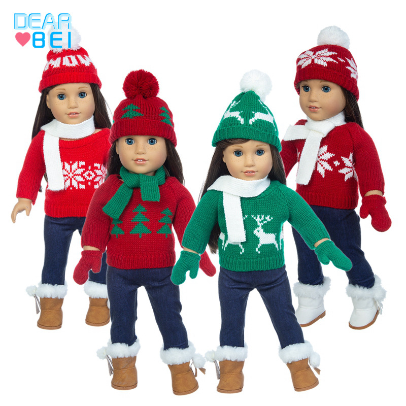 Ropa de muñeca de Navidad suéter de muñeca de 18 pulgadas 43cm ropa de muñeca de Niña Americana ropa de muñeca de Navidad