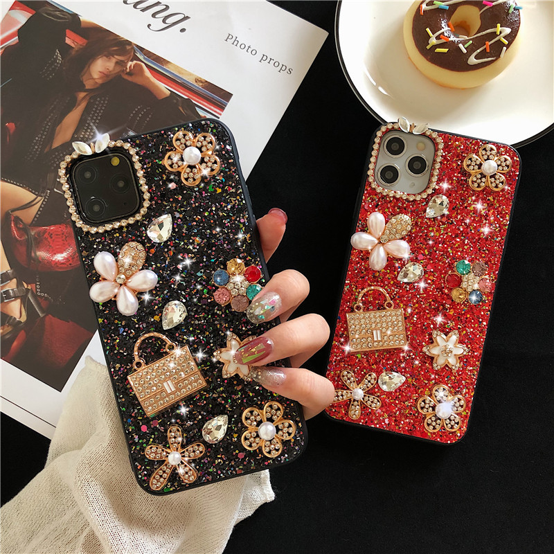 Apple 16Promax Phone Case for iPhone15Pro Glitter Flower XR Wallet 14plus Women