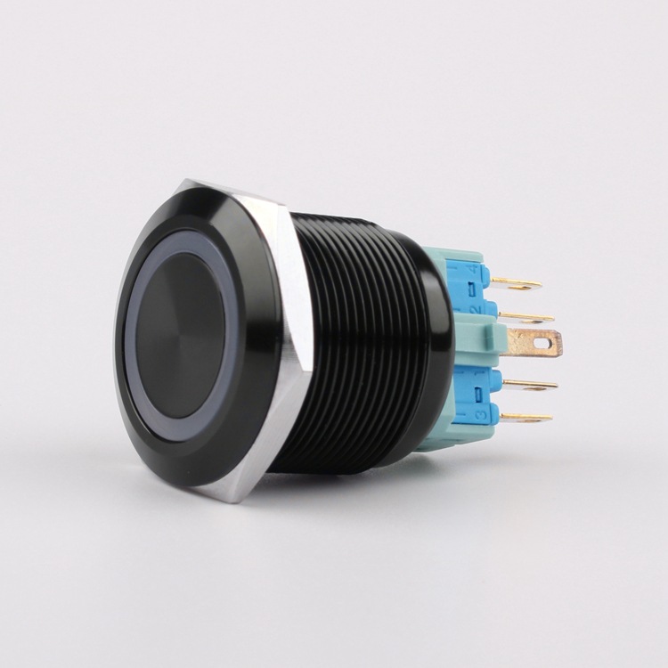 25mm金属按钮开关自复位自锁氧化黑色带灯1开1闭2开2闭按键开关