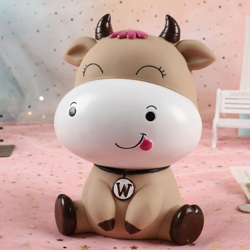 Hucha en forma de vaca, grande y adorable, para niños