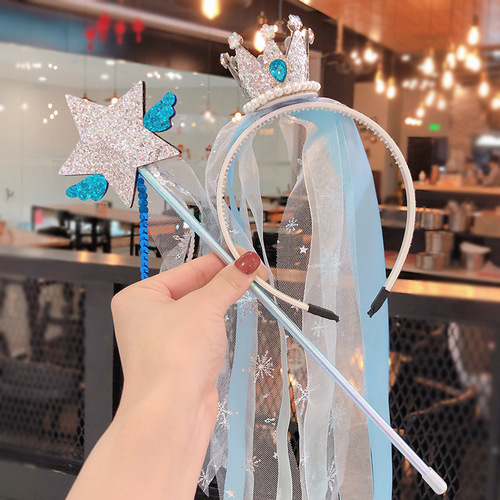 Frozen Hair Accessories Set Children's Magic Wand Hair Clip Headwear Baby Girl Baby Elsa Princess Crown Hair Clip