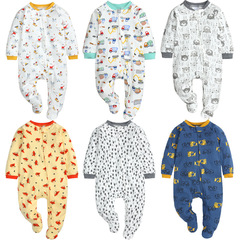 New Style Long-Sleeved Footed Baby Onesie with Dual-Zip for Spring and Autumn, Comfortable and Easy to Wear