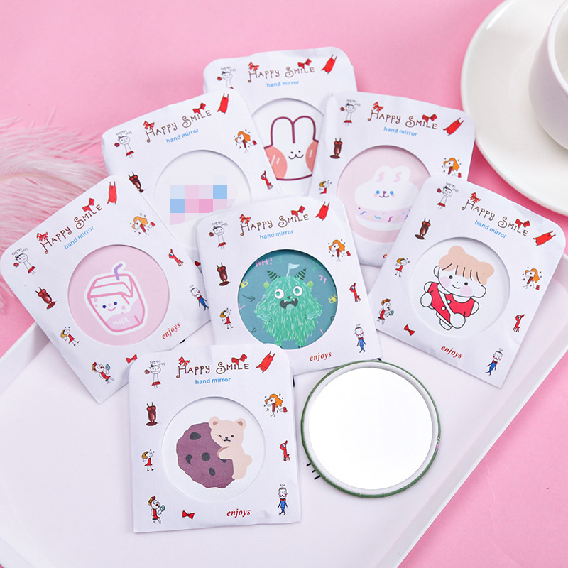 Korean cartoon girl heart carry makeup small mirror cute Net red portable small round mirror stall supplies wholesale
