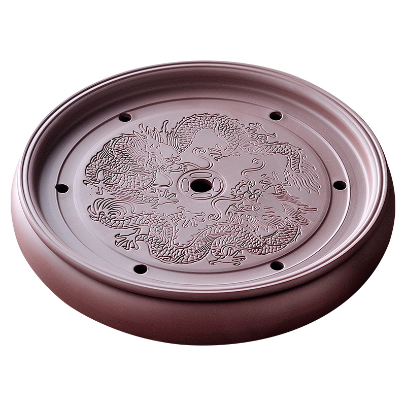 Yixing Zisha Kung Fu Tea Tray Tea Sea Round Tea Table Large and Small Size Tea Tray Ceramic Tea Set Simple Water Storage Tray