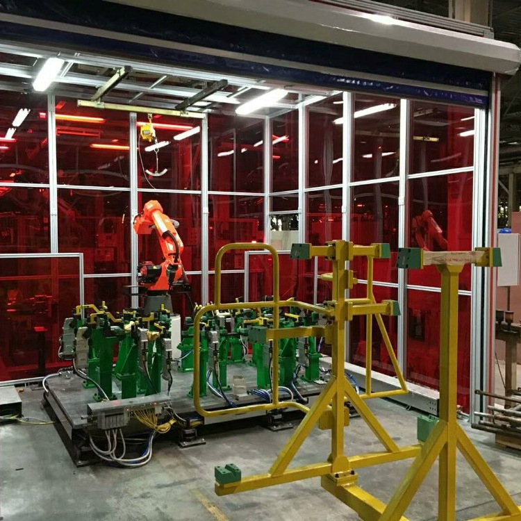 上海工作站焊房焊接防护屏防护帘安全门图纸设计现场服务