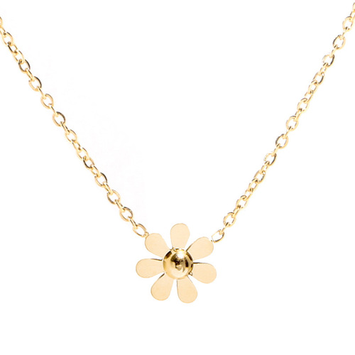 No need to take off the 18K gold daisy necklace for women, clavicle chain, sweater chain, Internet celebrity trendy cool style accessories