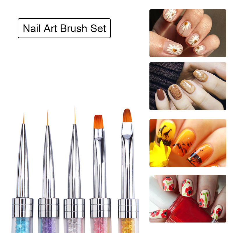 Nail Art pull line vignetting Pen painted printing stamp double gel pen painting flower pull line vignetting light therapy pen nail pen