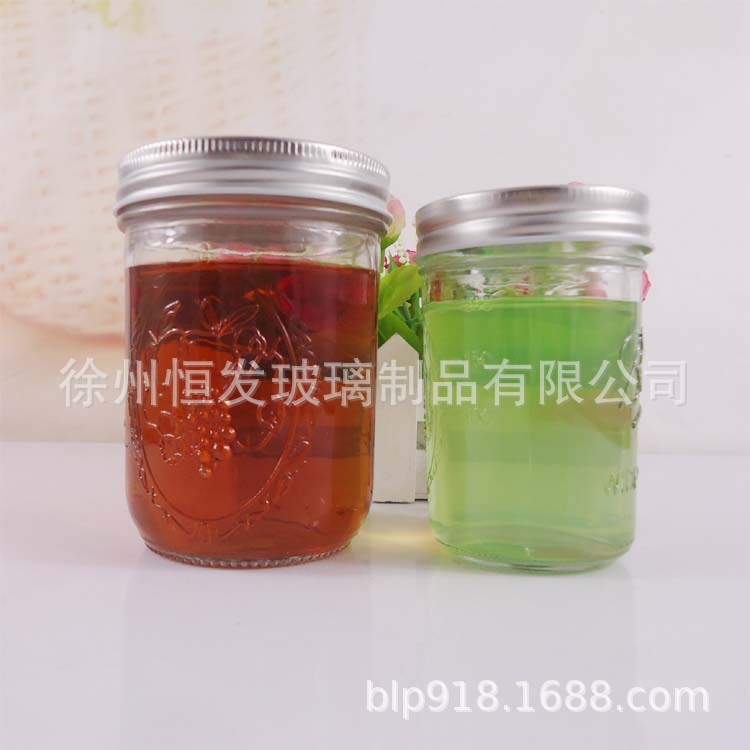厂家直销500ml250ml奶茶果汁瓶 玻璃瓶水果沙拉密封罐玻璃梅森罐