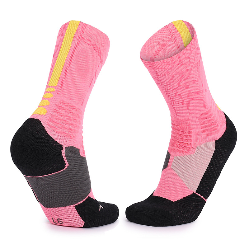Calcetines deportivos de media pantorrilla para venta al por mayor transfronteriza, calcetines de toalla antideslizantes engrosados, calcetines de baloncesto versátiles, absorbentes de impactos, de sudor y transpirables.