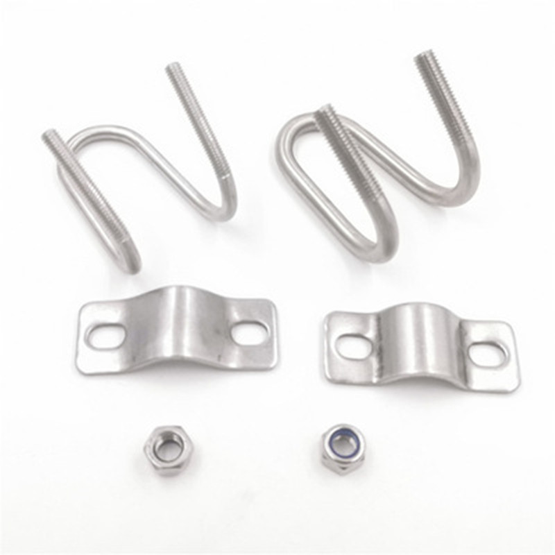 304不锈钢双U螺栓螺丝十字U型管卡养猪设备畜牧大棚管卡U型抱箍