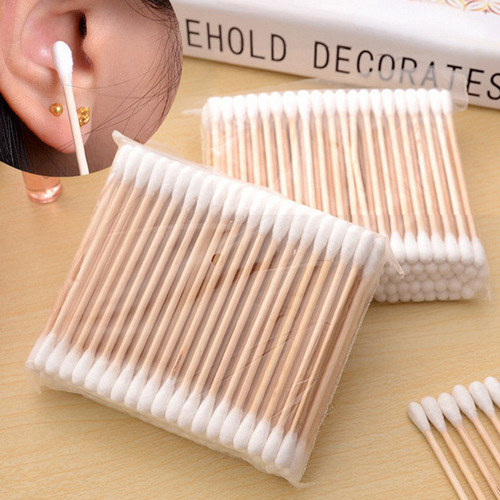 Double-ended cotton swabs for ear cleaning, disinfected cotton swabs for makeup, pointed wooden sticks, makeup remover box, cotton balls, disposable sanitary tampons