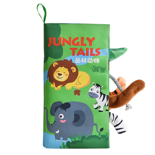 Cross-border children's tail cloth book, educational toy book, unbreakable baby cloth book, ringing paper enlightenment book, early education toy