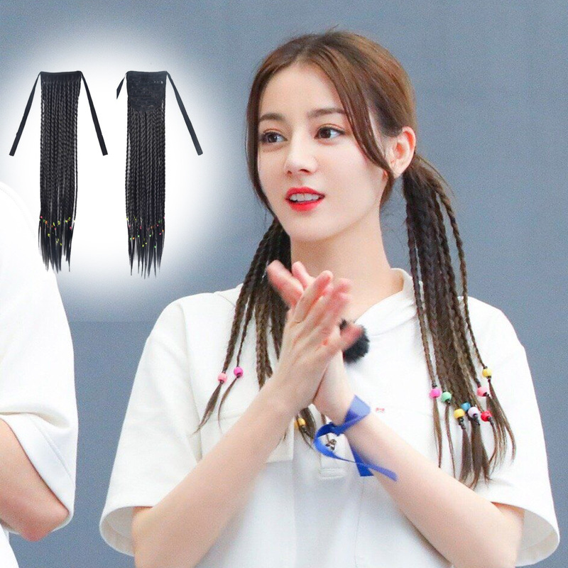 Dreadlock Wig for Women, Ponytail Braids, Small Braids, Twist Braids, Realistic Tie-On Style, High-Temperature Fiber Material, Double Ponytails