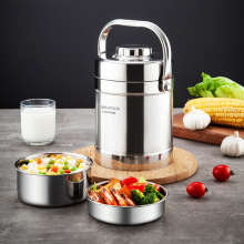 美厨304不锈钢保温饭盒提锅1.4L 双层保温桶学生便当盒 MCTG3684