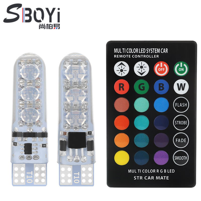 T10 wide lights silicone 5050-6smd car motorcycle LED remote control…