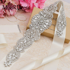 歐美新款婚紗腰帶配件簡約珍珠燙鑽時尚新娘女式腰封水鑽腰帶裝飾