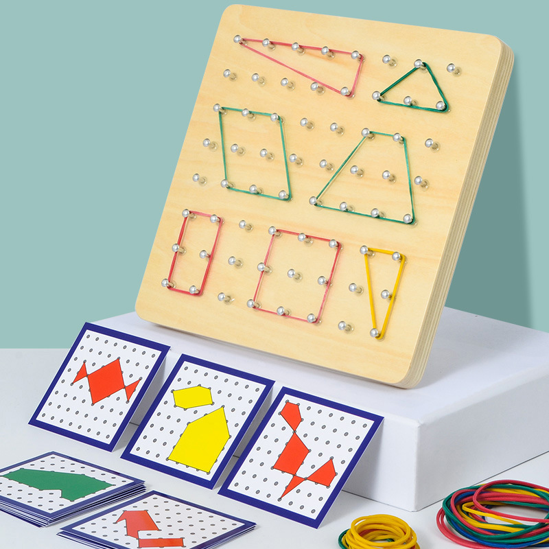 Montessori Teaching Aids Geometric Creative Nail Board 0.4 Children's Graphics Early Education Toys Children's Educational Mathematics Wooden Nail Board