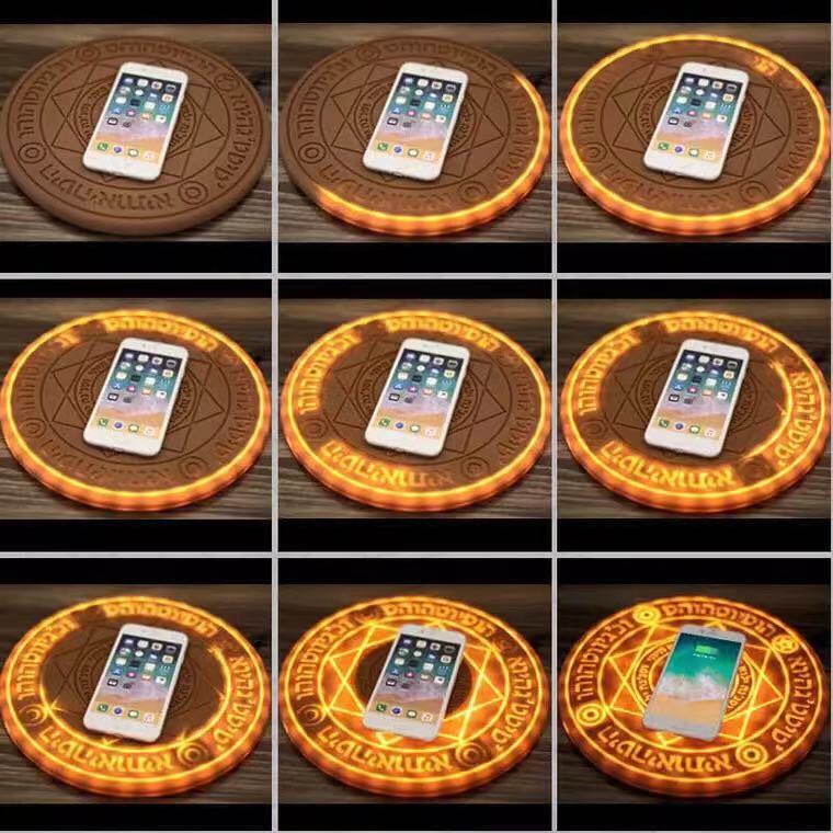 Matriz mágica Cargador inalámbrico Diámetro 25CM con efecto de sonido Marquesina 10W Carga rápida Base de carga inalámbrica para teléfono móvil