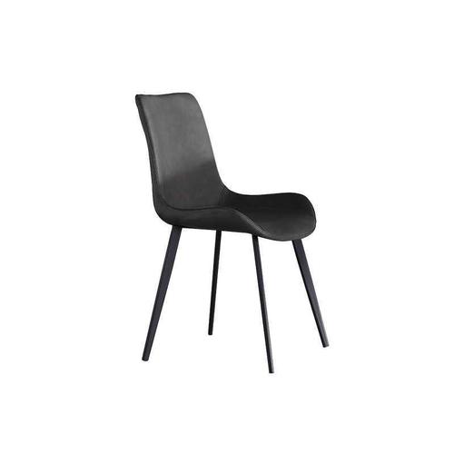 Dining chair, home modern minimalist Nordic style restaurant Instagram popular light luxury leather chair, creative chair, iron frame backrest chair