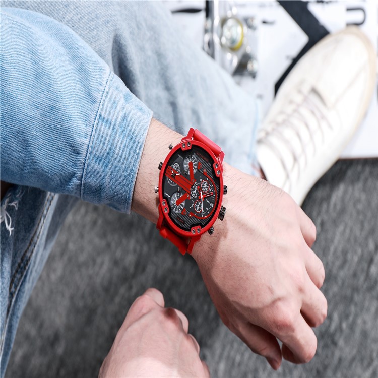 red quartz swiss watch