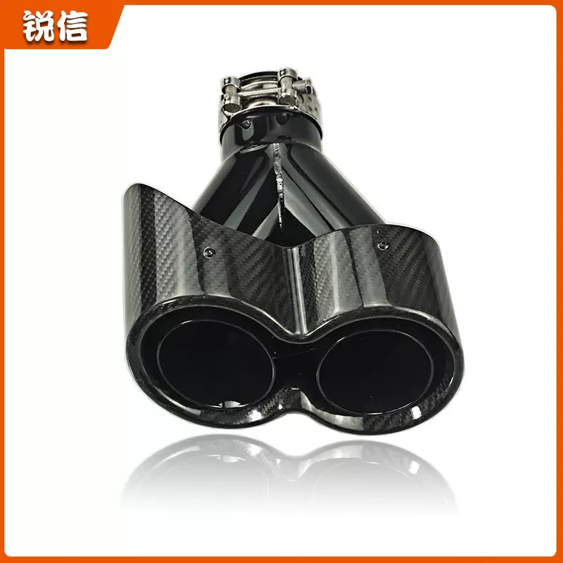 厂家汽车排气管改装连体碳纤维尾喉Y型双出不锈钢尾嘴碳纤维改装