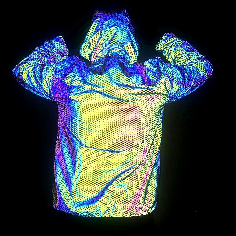 Men's Clothing Fashion Fish Scale Pattern Colorful Reflective Jacket_voghion.com
