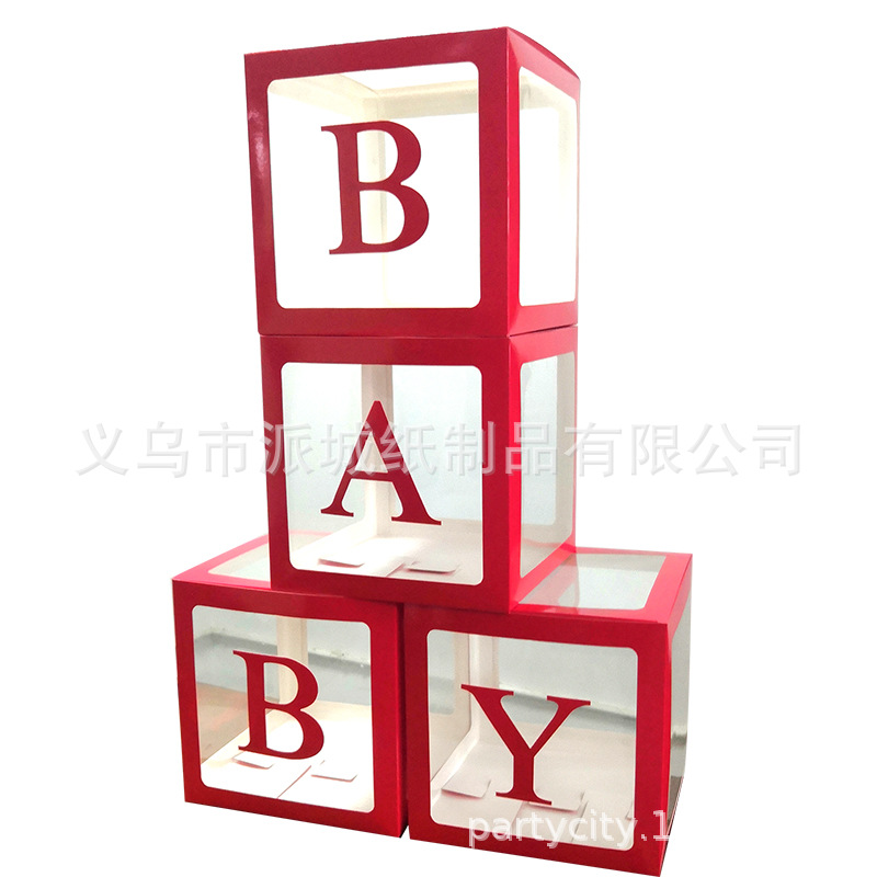 Ins Internet Celebrity caja transparente Cumpleaños de un año del bebé 26 letras graduación decoración de la boda BABY Balloon Box