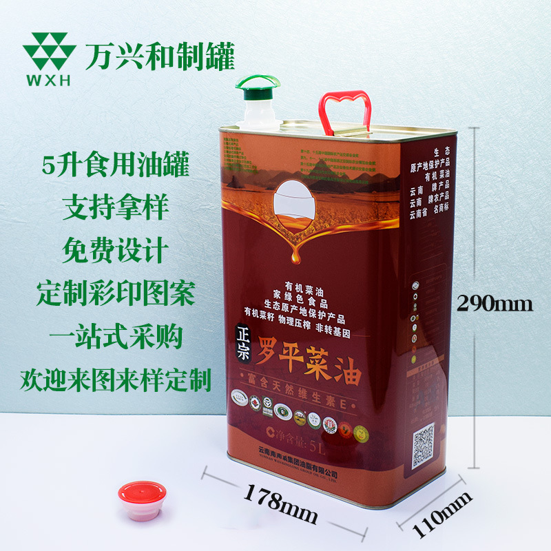 马口铁罐5L铁罐包装6L花生油橄榄油核桃油罐亚麻籽油方食用油铁罐