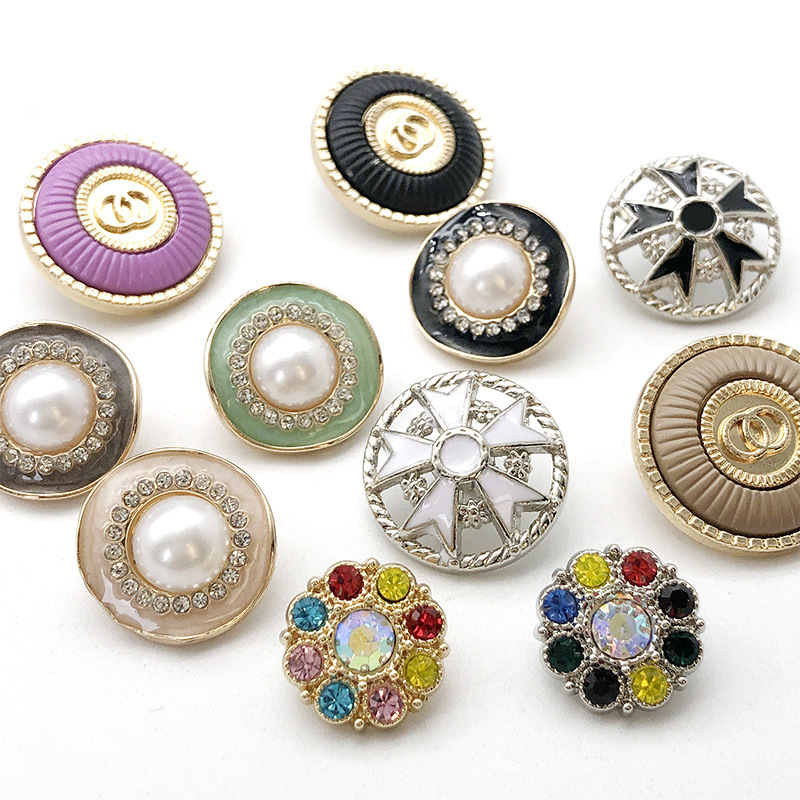 Metal Pearl Round Buttons Cardigan Sweater Top Buttons Coat Woolen Clothes Versatile Jacket Women's Buttons