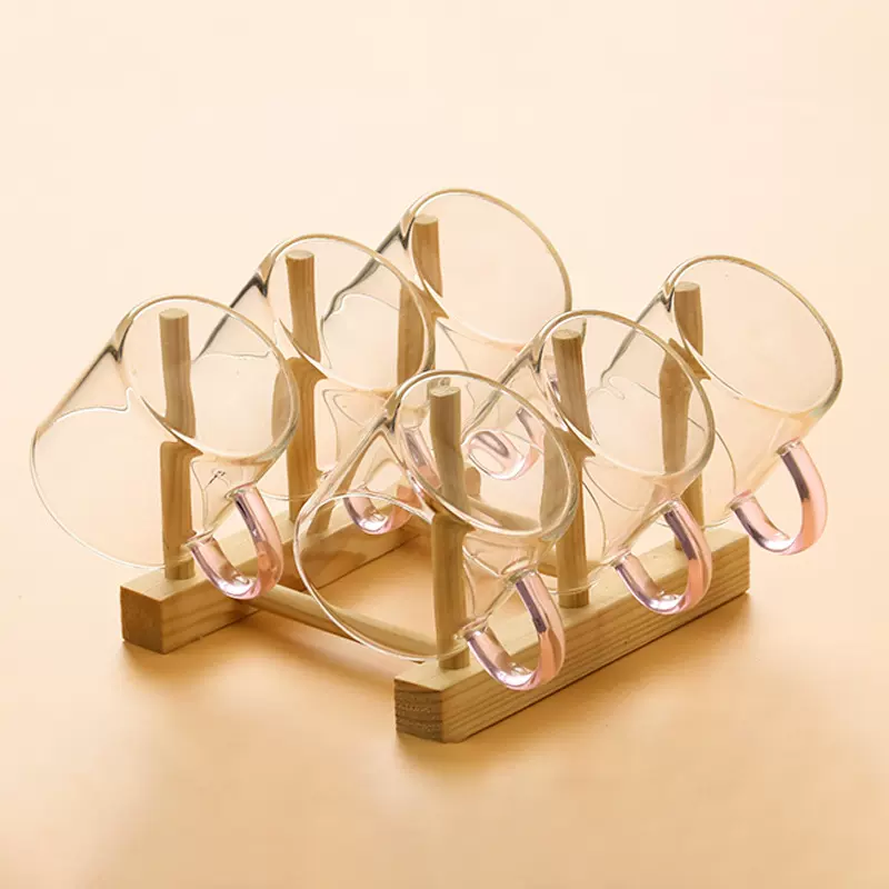 加厚耐热高硼硅玻璃茶杯透明小把杯彩色带把品茗杯白酒杯礼品水杯