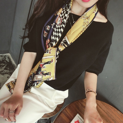 姚晨同款丝巾防晒缎面围巾丝巾仿真丝装饰小领巾小飘带女厂家批发