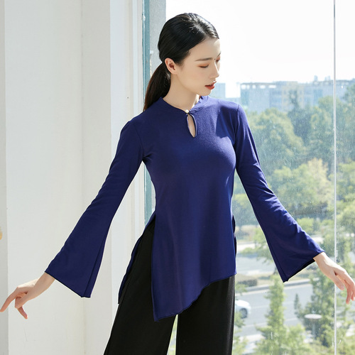 Bell-sleeve dance practice clothing, classical dance body suit for women, Chinese style ethnic dance body suit