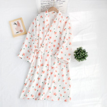 全棉绉布棉纱日式和服袍 女士浴袍睡衣睡裙全棉双层纱布薄款