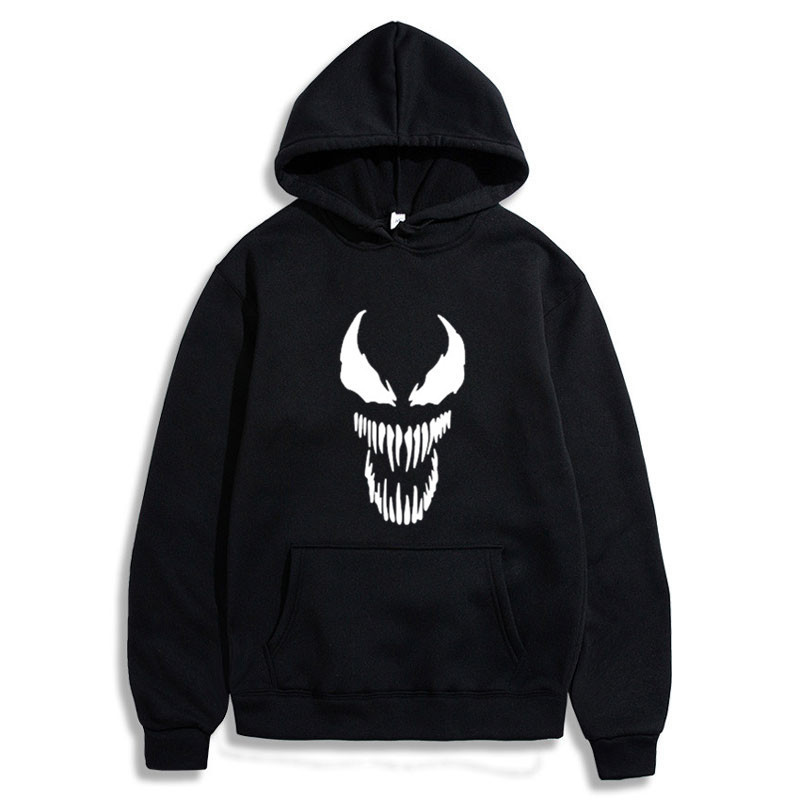 Spider-Man Marvel Co-Branded Venom Hoodie Men's Pullover Autumn and Winter Fleece Student Casual Hooded Jacket Spider-Man Marvel Co-Branded Venom Hoodie Men's Pullover Autumn and Winter Fleece Student Casual Hooded Jacket
