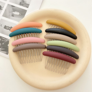 Hair Comb Bangs Comb Women's Ins Style Hair Accessories South Korea Frosted Iron Teeth Clip Simple Non-Slip Hairpin Disc Hair Comb Card