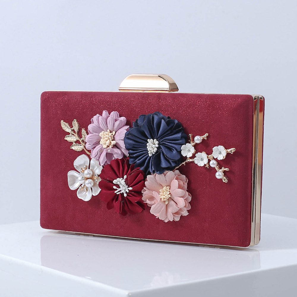 Venta caliente transfronteriza flor con cuentas banquete fiesta noche bolsa de banquete bolsa de vestir bolsa de embrague cheongsam entrega de una sola pieza