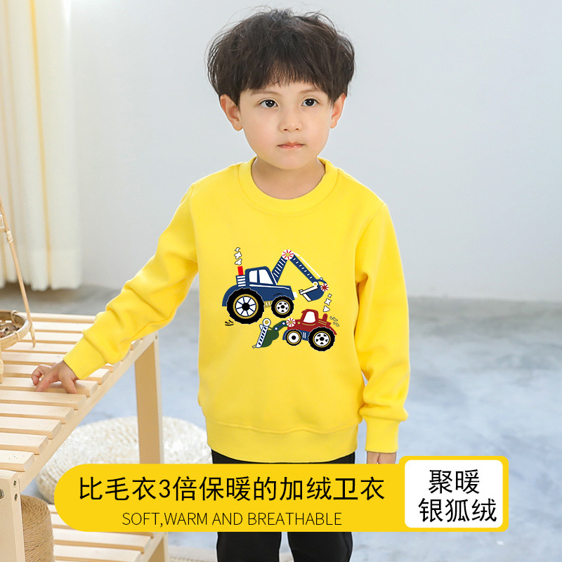 Winter Korean Version Fleece Hooded Sweatshirt for Kids One-piece Fleece Sweatshirt Set Direct Factory Sale for Boys and Girls Warm Base Layer