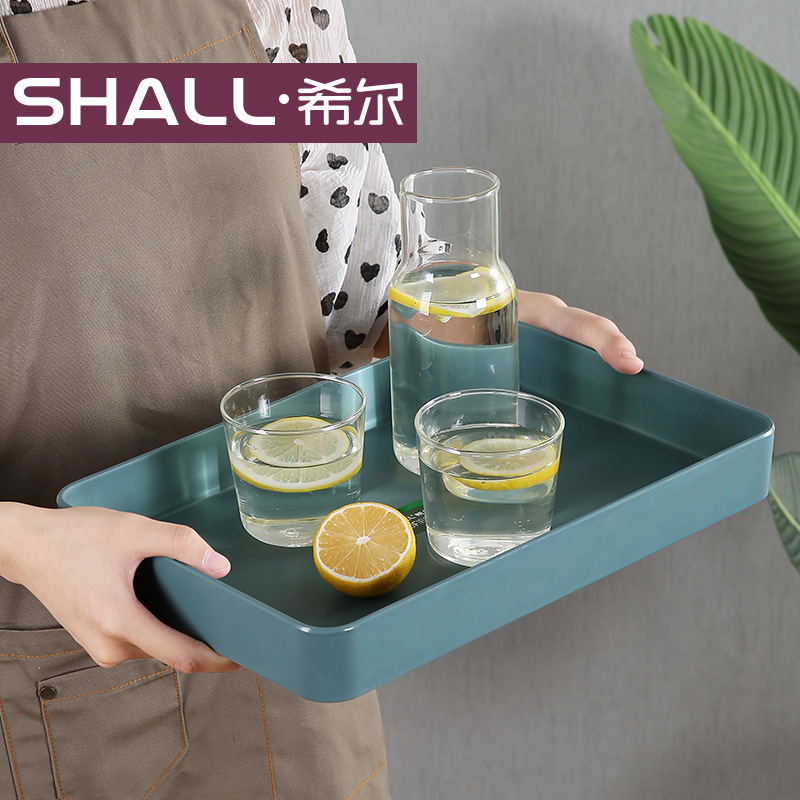 Hill Household Rectangular Tray Bamboo Fiber Mixed Ingredients Tray Nordic Style Food Grade Tea Tray Tea Cup Tray