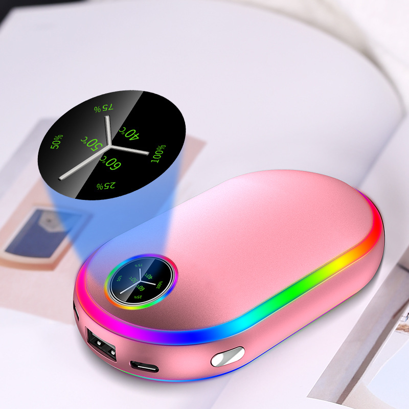 Banco de energía de doble uso nuevo USB con luz masaje mini calentador de mano fuente de alimentación móvil