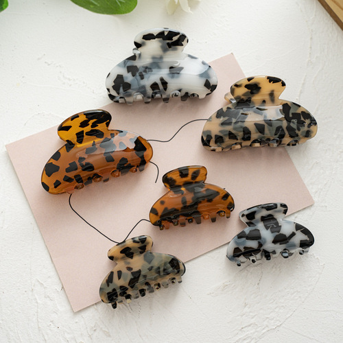 Three-state Korean style acrylic grab clip ponytail hair accessory Japanese and Korean marble pattern simple large plate hair clip 2205